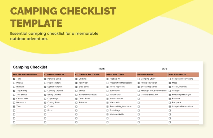 camping packing list