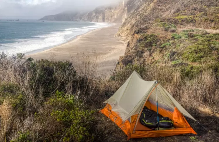 family beach camping