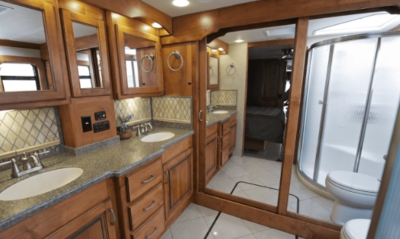 family camping with bathrooms