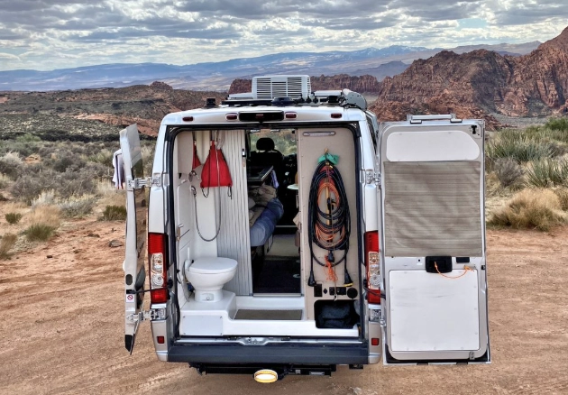 family camping with bathrooms