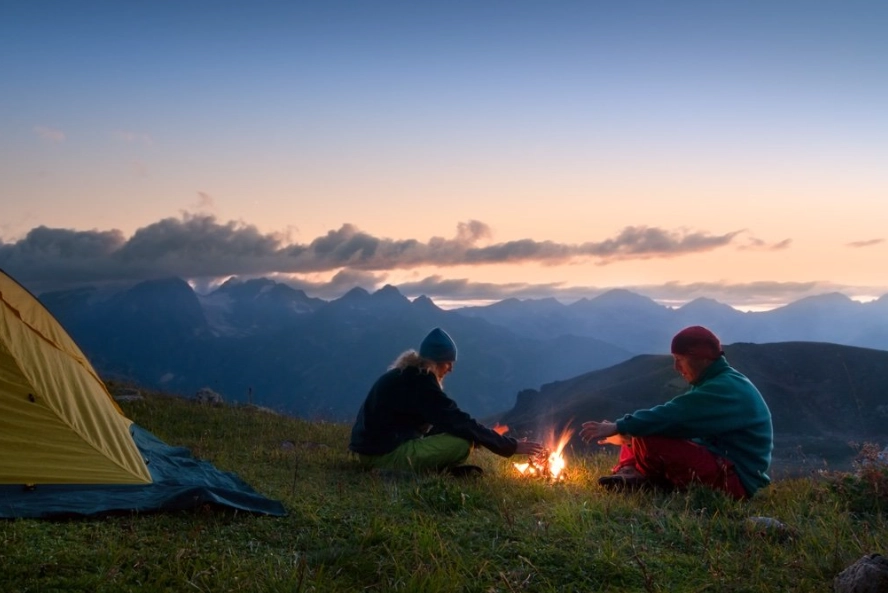 secluded couple camping